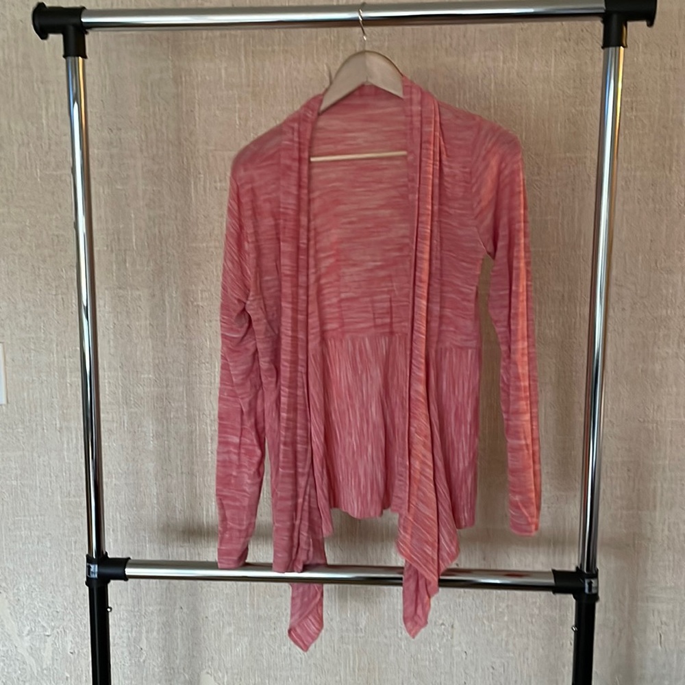 Pink long sleeve extra length cardigan